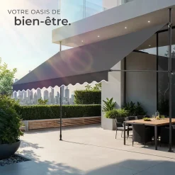 Tectake Auvent Et Marquise<Store à pince sans perçage en polyester 350 x 180 cm gris