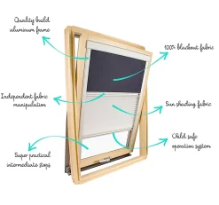 Avosdim Store De Fenêtre De Toit<Store Duo compatible fenêtre de toit VELUX pour dimension M06, 14, 306 - Gris anthracite