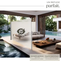 Tectake Store latéral double 160 x 600 cm en Aluminium beige- Auvent Et Marquise