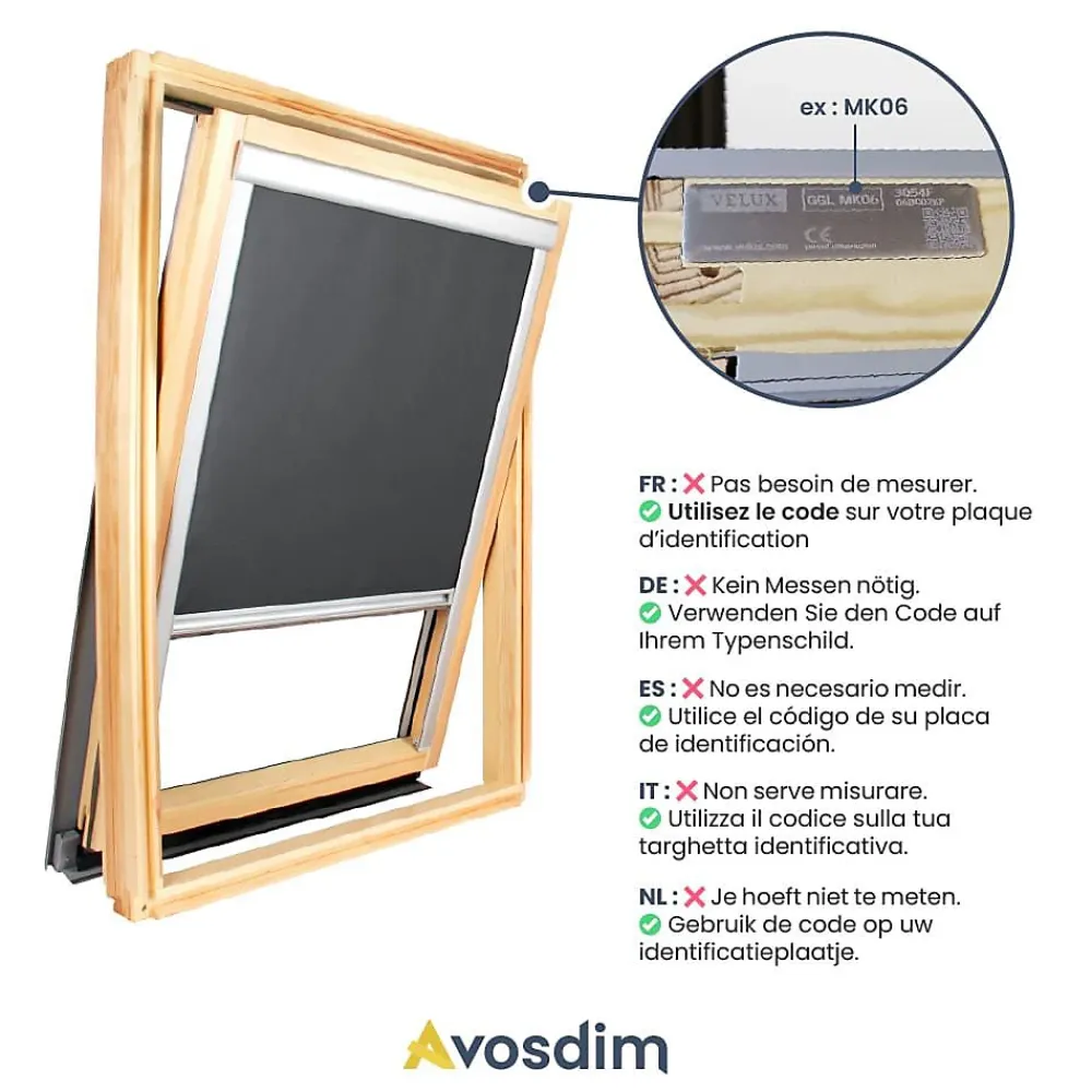 Avosdim Store De Fenêtre De Toit<Store occultant compatible fenêtre de toit VELUX pour dimension 308 ou M08 ou 2 - Gris Anthracite