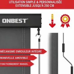 Bb Loisir Store Vertical 160x250cm extensible avec manivelle intérieur et extérieur balcon et terre- Auvent Et Marquise