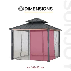 Sunjoy Moustiquaire Pour Tonnelle Et Pergola<Filet pour tonnelle en bois de cèdre 300cm x 300cm