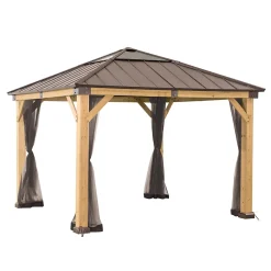 Sunjoy Filet pour tonnelle en bois de cèdre 336cm x 336cm- Moustiquaire Pour Tonnelle Et Pergola