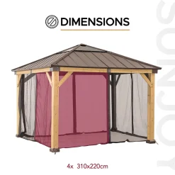 Sunjoy Filet pour tonnelle en bois de cèdre 336cm x 336cm- Moustiquaire Pour Tonnelle Et Pergola