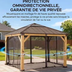 Sunjoy Filet pour tonnelle en bois de cèdre 336cm x 336cm- Moustiquaire Pour Tonnelle Et Pergola