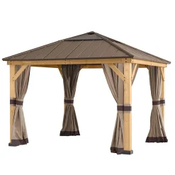 Sunjoy Filet pour tonnelle en bois de cèdre 336cm x 336cm- Moustiquaire Pour Tonnelle Et Pergola