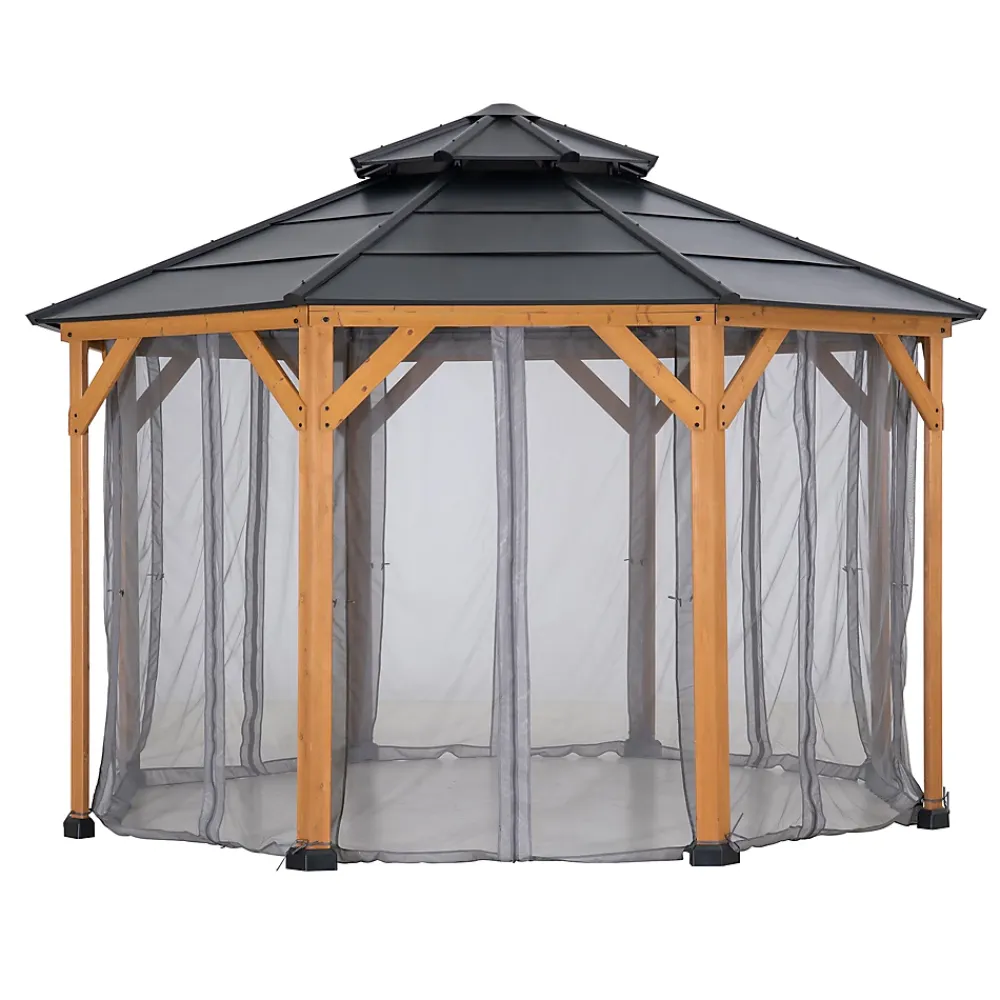 Sunjoy Moustiquaire Pour Tonnelle Et Pergola<Filet pour tonnelle en bois de cèdre 395cm x 395cm