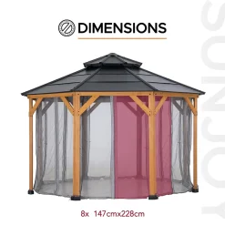 Sunjoy Moustiquaire Pour Tonnelle Et Pergola<Filet pour tonnelle en bois de cèdre 395cm x 395cm