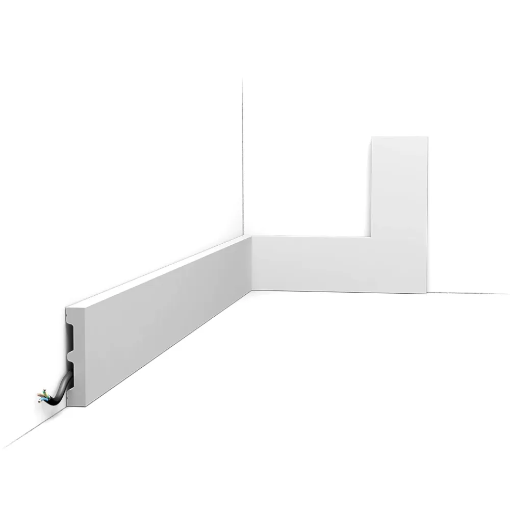 Orac Decor SX157 Plinthe - 6,5x1,3x200cm (h x p x L) - plinthe décorative polymère Carton 8 pièces / RAL9003- Plinthe Pour Parquet Et Stratifié
