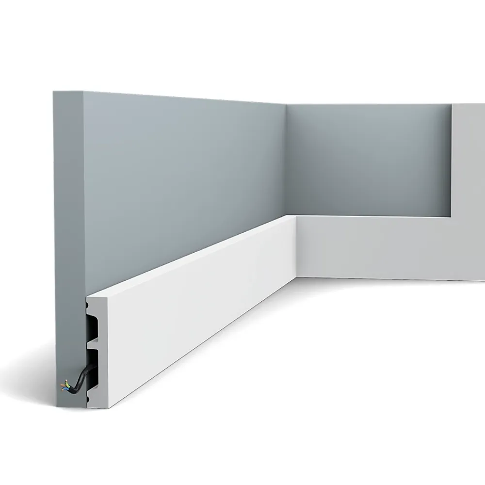 Orac Decor SX157 Plinthe - 6,5x1,3x200cm (h x p x L) - plinthe décorative polymère Pack 2 pièces / RAL9003- Plinthe Pour Parquet Et Stratifié