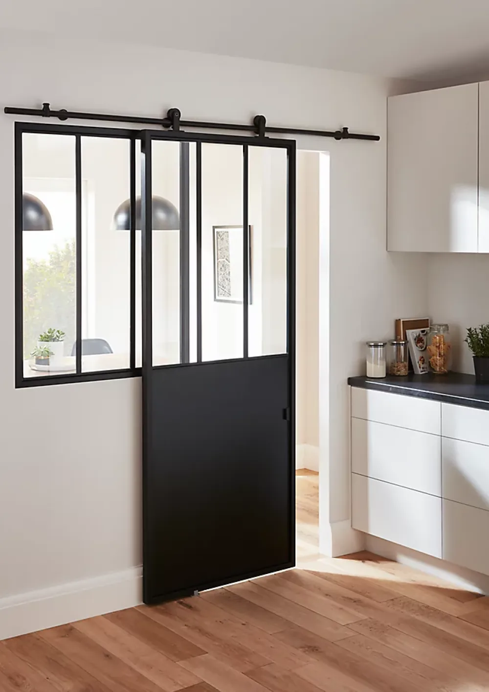 Système coulissant noir Indus pour porte- Porte Coulissante