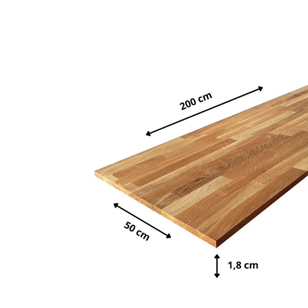 Wood&Sens Tablette Bois Et Mélaminé<Tablette Chêne Huilé bois massif, L.200 x l.50 cm, Ep.18 mm