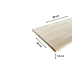 Wood&Sens Tablette Bois Et Mélaminé<Tablette Chêne Massif Abouté, L.80 cm x l.30 cm, Ep.18 mm