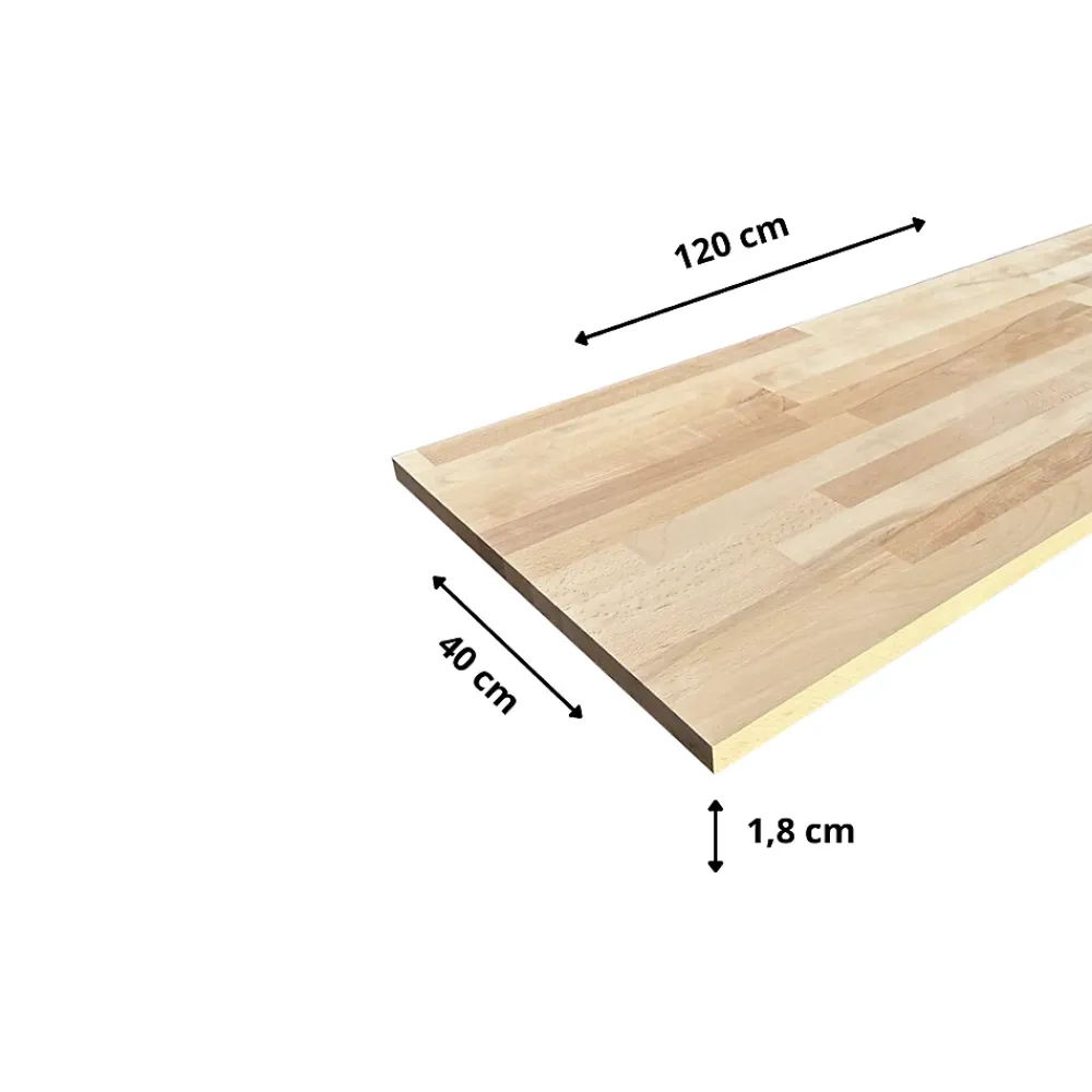 Wood&Sens Tablette Hêtre Massif Lamellé Collé Abouté, L.120 cm x l.40 cm, Ep.18 mm- Tablette Bois Et Mélaminé