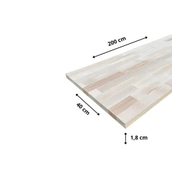 Wood&Sens Tablette Hêtre Massif Lamellé Collé Abouté, L.200 cm x l.40 cm, Ep.18 mm- Tablette Bois Et Mélaminé