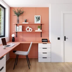 Tablette mélaminée Ninna couleur terracotta 250x50x1.8 Cm- Tablette Bois Et Mélaminé|Panneau Décoratif En Bois