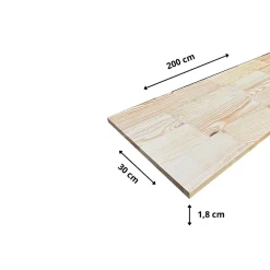Wood&Sens Tablette Pin noueux, L.200 cm x l.30 cm, Ep.18 mm- Tablette Bois Et Mélaminé