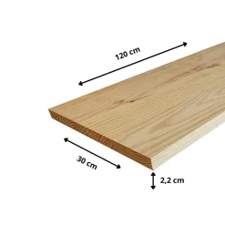 Wood&Sens Tablette Pin Rustique bois massif, L.120 x l.30 cm, Ep.22 mm- Tablette Bois Et Mélaminé