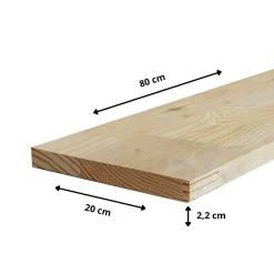 Wood&Sens Tablette Bois Et Mélaminé<Tablette Pin Rustique bois massif, L.80 x l.20 cm x Ep.22 mm