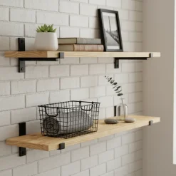 Wood&Sens Tablette Bois Et Mélaminé<Tablette Pin Rustique bois massif, L.240 x l.20 cm, Ep.22 mm