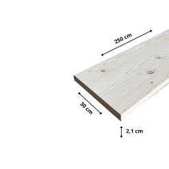 Wood&Sens Tablette Sapin bois massif, L.250 x l.30 cm, Ep.21 mm- Tablette Bois Et Mélaminé