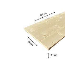 Wood&Sens Tablette Bois Et Mélaminé<Tablette Sapin bois massif, L.250 x l.50 cm, Ep.21 mm
