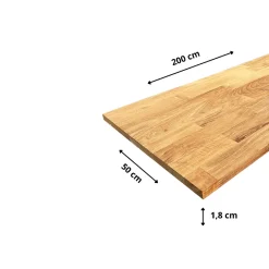 Wood&Sens Tablette Teck Massif Abouté, L.200 cm x l.50 cm, Ep.18 mm- Tablette Bois Et Mélaminé