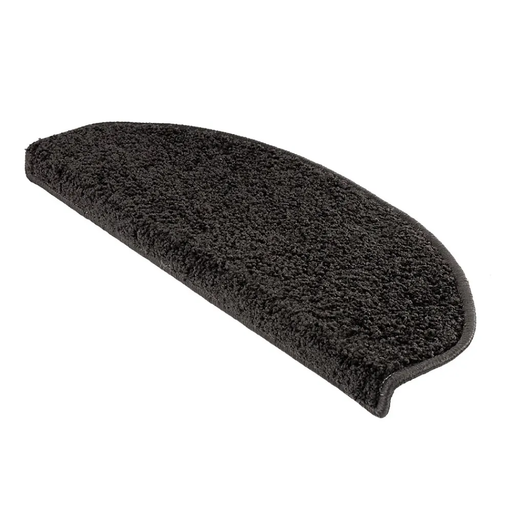 Floordirekt Tapis d'escalier Bali Noir Demi-circulaire 23,5 x 65 cm- Accessoire D'Escalier