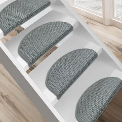 Floordirekt Accessoire D'Escalier<Tapis d'escalier Carlton Demi-circulaire Gris clair 23,5 x 65 cm -