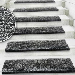Floordirekt Tapis d'escalier en caoutchouc Antidérapant Gris 25 x 73 cm -- Accessoire D'Escalier