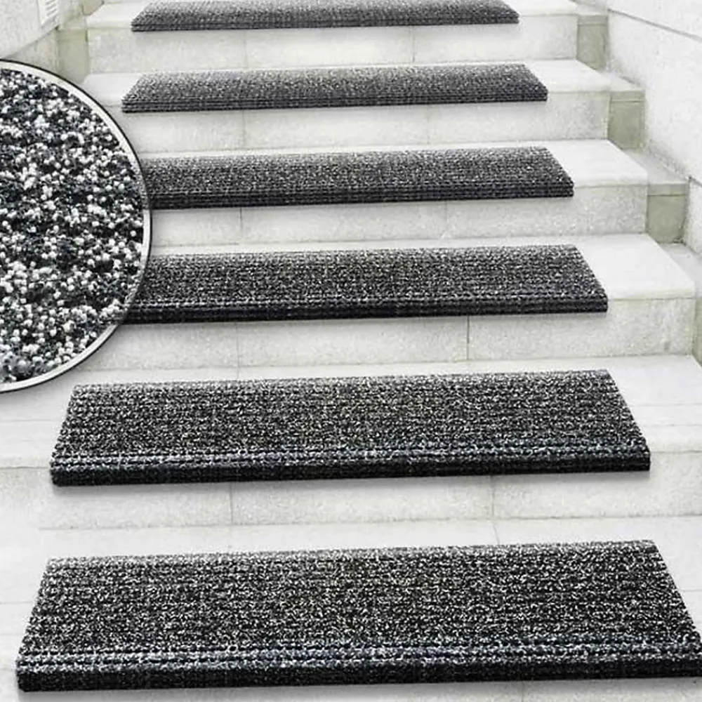 Floordirekt Tapis d'escalier en caoutchouc Antidérapant Gris 25 x 73 cm -- Accessoire D'Escalier