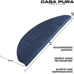 Floordirekt Accessoire D'Escalier<Tapis d'escalier Leipzig Installation adhésive Bleu, 21 x 65 cm