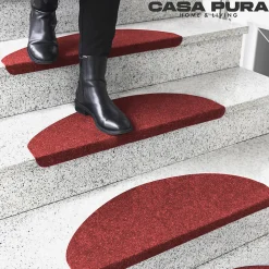 Floordirekt Accessoire D'Escalier<Tapis d'escalier Leipzig Installation adhésive Rouge, 21 x 65 cm