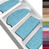 Floordirekt Accessoire D'Escalier<Tapis d'escalier Shaggy Barcelona Bleu clair Demi-circulaire 23,5 x 65 cm