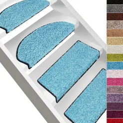 Floordirekt Accessoire D'Escalier<Tapis d'escalier Shaggy Barcelona Bleu clair Rectangulaire 23,5 x 65 cm
