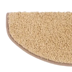 Floordirekt Tapis d'escalier Shaggy Barcelona Beige Demi-circulaire 23,5 x 65 cm- Accessoire D'Escalier