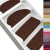 Floordirekt Tapis d'escalier Shaggy Barcelona Noir Demi-circulaire 23,5 x 65 cm- Accessoire D'Escalier