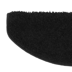 Floordirekt Tapis d'escalier Shaggy Barcelona Noir Demi-circulaire 23,5 x 65 cm- Accessoire D'Escalier