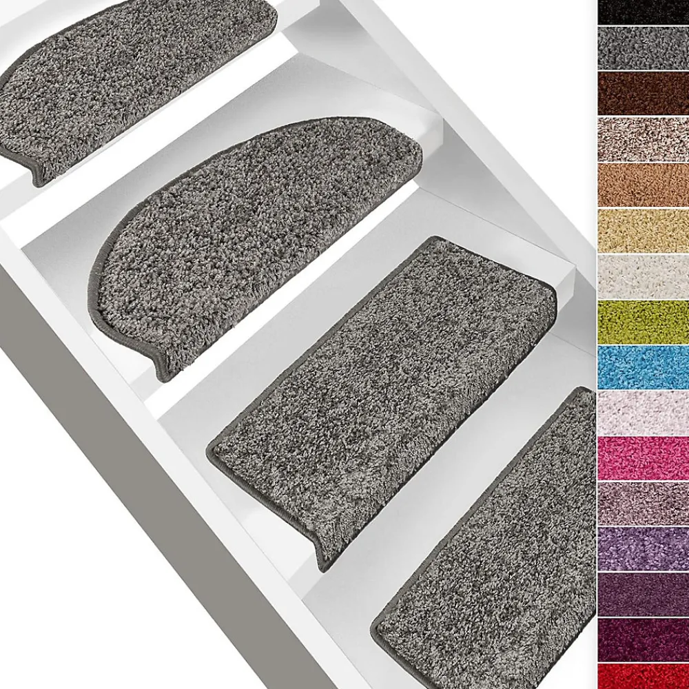 Floordirekt Accessoire D'Escalier<Tapis d'escalier Shaggy Barcelona Gris Rectangulaire 23,5 x 65 cm