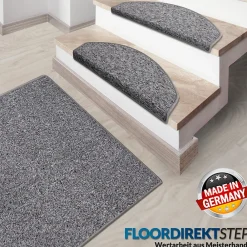 Floordirekt Tapis d'escalier Turbo Gris Installation adhésive Différentes formes Demi-circulaire -- Accessoire D'Escalier