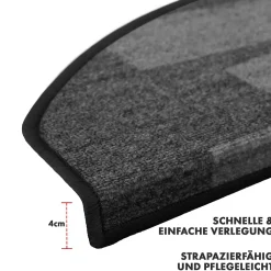 Floordirekt Tapis d'escalier Via Veneto Noir Demi-circulaire -- Accessoire D'Escalier