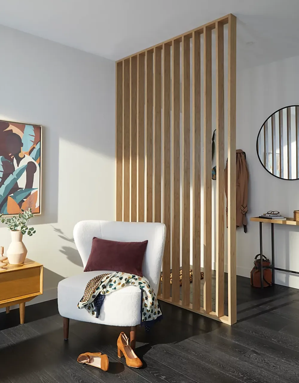 Tasseau Claustra MDF revêtu papier imprimé chêne l.63 x L.280 cm- Claustra Intérieur|Tasseau Bois
