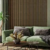 Stegu Tasseau décoratif lambris lamelles Linea Slim MDF noir et chêne 15 x 265 cm, ép. 30mm- Lambris Mural|Panneau Tasseau Bois