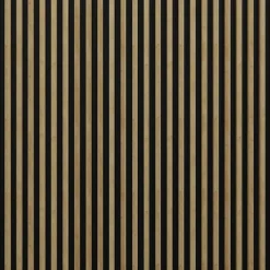 Stegu Tasseau décoratif lambris lamelles Linea Slim MDF noir et chêne 15 x 265 cm, ép. 30mm- Lambris Mural|Panneau Tasseau Bois