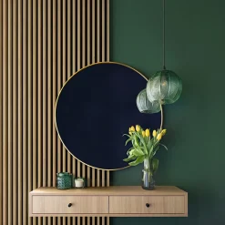 Stegu Tasseau décoratif lambris lamelles Linea Slim MDF noir et chêne 15 x 265 cm, ép. 30mm- Lambris Mural|Panneau Tasseau Bois