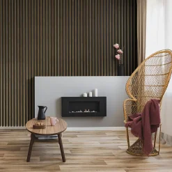Stegu Lambris Mural|Panneau Tasseau Bois<Tasseau décoratif lambris lamelles Linea Slim Black MDF noir et chêne 15 x 265 cm, ép. 30mm