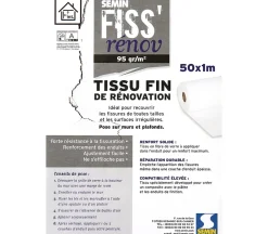 Semin Tissu de rénovation - Fiss Renov - Résiste contre les fissurations - Rouleau de 50 x 1 m- Fibre De Verre