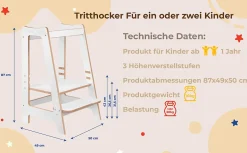 Raumhirsch Furniture Tour d'Apprentissage - Aide-Cuisine Montessori Sûre pour Enfants Curieux- Accessoire D'Escalier