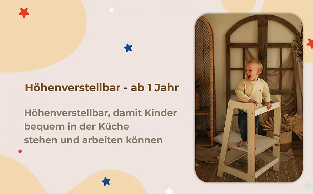 Raumhirsch Furniture Tour d'Apprentissage - Aide-Cuisine Montessori Sûre pour Enfants Curieux- Accessoire D'Escalier