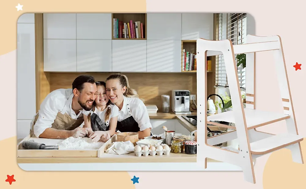 Raumhirsch Furniture Tour d'Apprentissage - Aide-Cuisine Montessori Sûre pour Enfants Curieux- Accessoire D'Escalier